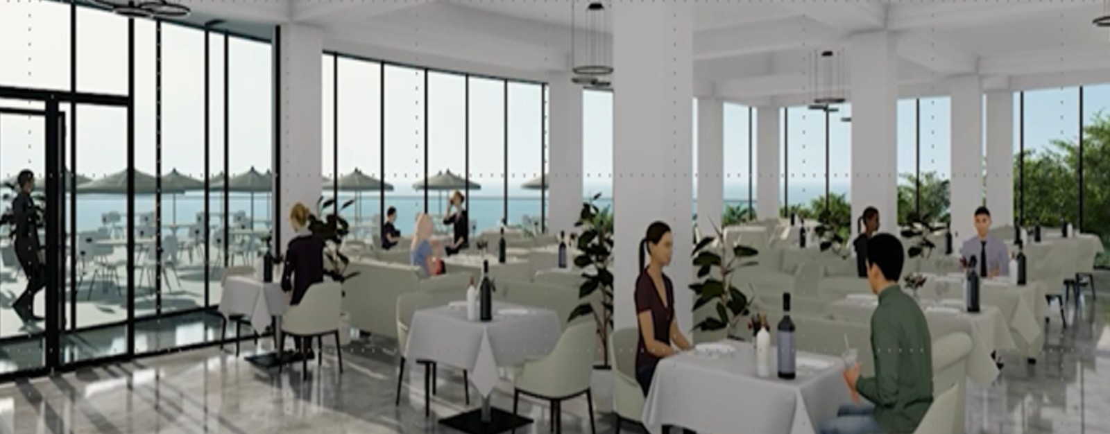 Crystal Lake open terrace restaurant with lake view