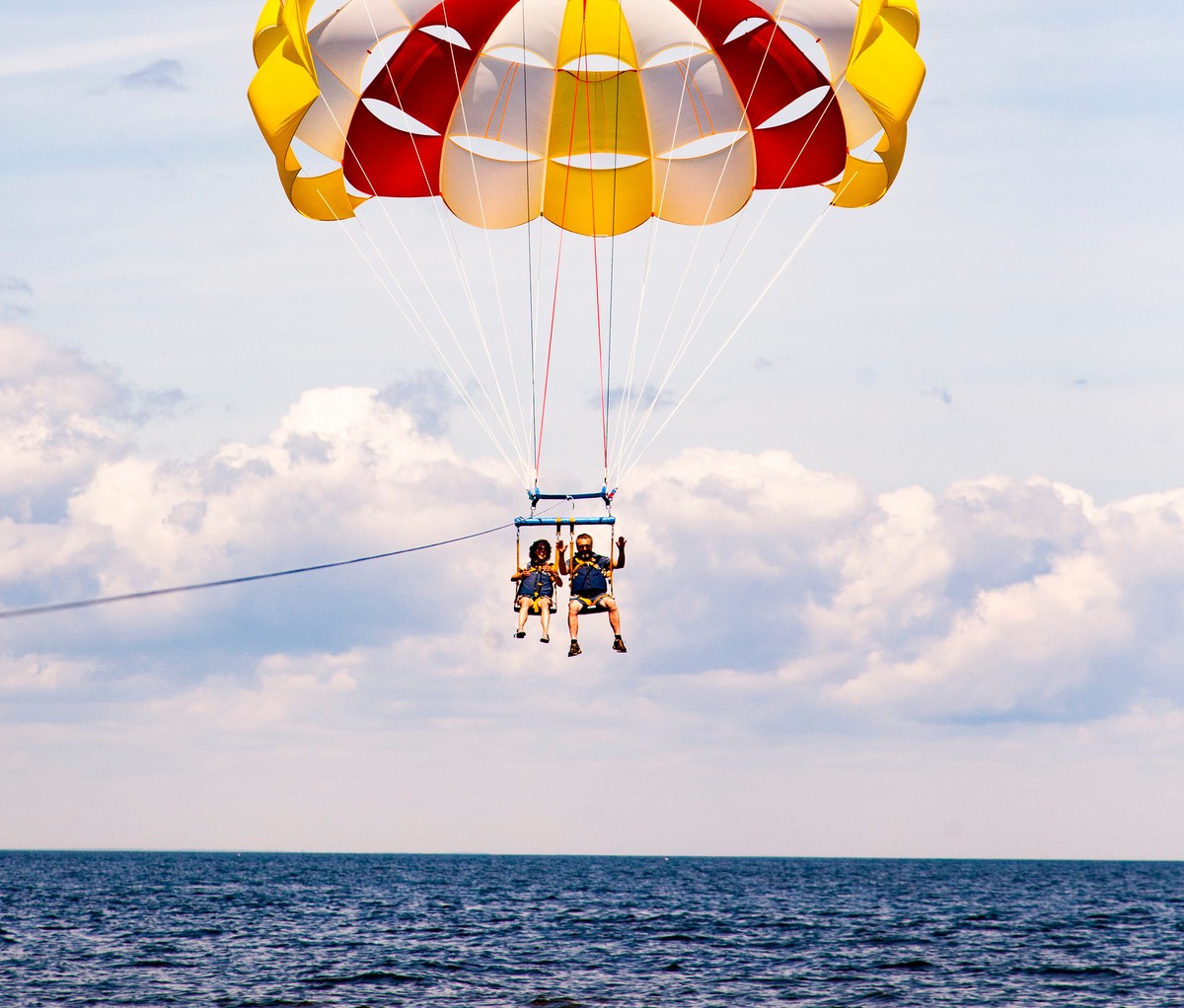 Parasailing above the lake